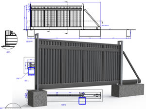 Cantilever Gate modeled in SolidWorks